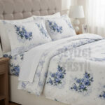 Çift Kişilik Nevresim Takımı Mavi Çiçek