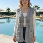 Özel Tasarım İstiridye Yelek, Çeyizlik Yelek Gri