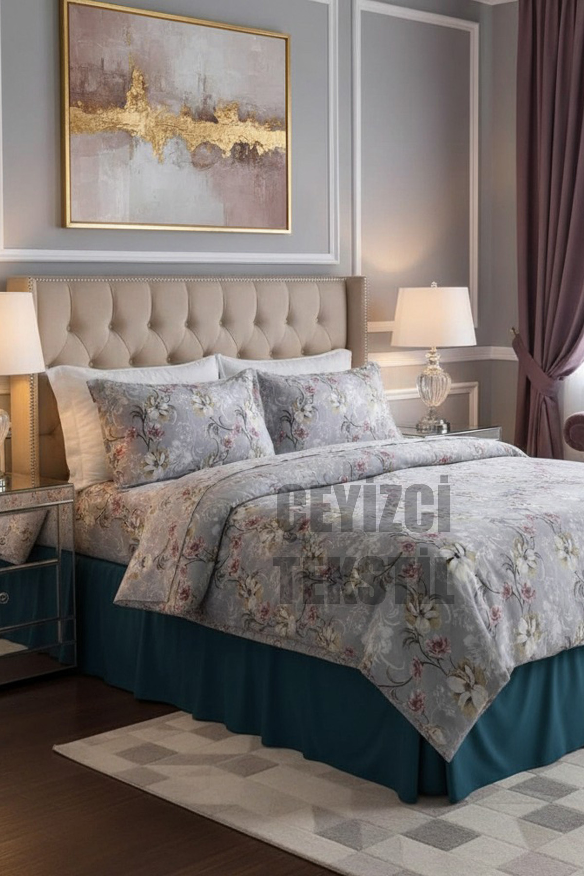 griciceknevresim Çift Kişilik Nevresim Takımı GRİ ZEMİN - Görsel 1