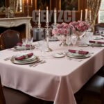 Pudra Dantelli 160x220cm Tek Masa Örtüsü