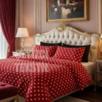 Çift Kişilik Nevresim Takımı 4 Parça Kırmızı Kalp