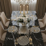 Amerikan Servis, 1 Runner 6 Supla Yemek Servis Takımı, Masa Örtüsü Seti, Servis Sunum Seti