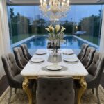 Amerikan Servis, 1 Runner 6 Supla Yemek Servis Takımı, Masa Örtüsü Seti, Servis Sunum Seti Gri