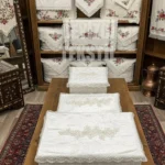 Fransız Güpürlü Kadife Bohça, Kadife Söz Nişan Hurcu Çeyizlik 3'lü Set Çeyizlik Hurç Seti