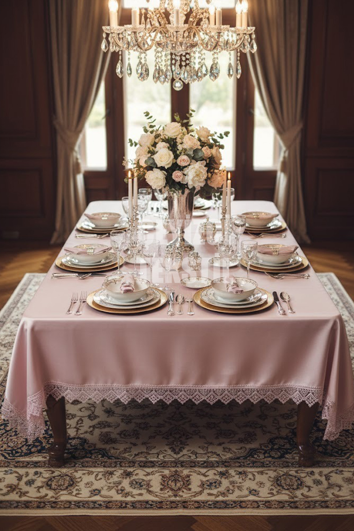 599 Kadife Dertsiz Tek Masa Örtüsü 160x220cm - Görsel 1