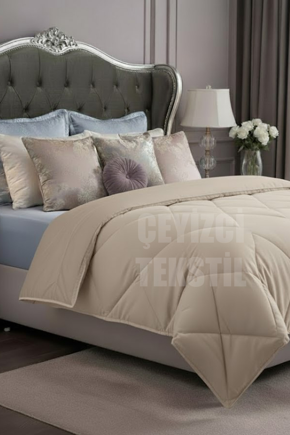 bejcift.jpeg Çift Kişilik Silikon Yorgan 2.5 Kg 195x215cm - Görsel 1