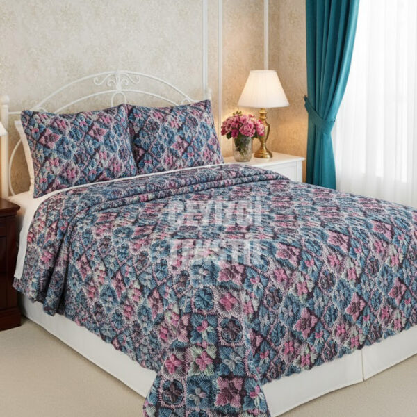 Ultrasonik Kapitoneli 5D Baskılı Çift Kişilik Pike Takımı