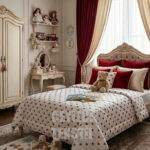 Tek Kişilik Yorgan Beyaz Zemin Kırmızı Kalp