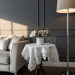 Fransız Dantelli Keten Fiskos, Gardenya Kumaş Fiskos 100x100cm