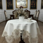 Fransız Dantelli Keten Fiskos, Gardenya Kumaş Fiskos 100x100cm