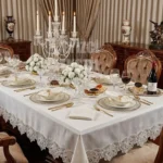 12 Kişilik Masa Örtüsü Takımı, Masa Seti 12 Kişilik 26 Parça 160x220cm