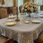 Masa Örtüsü, Dijital Baskılı Kanaviçe Tek Masa Örtüsü, Desenli Leke Tutmaz 160x220cm