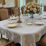 Masa Örtüsü, Gri Renk Dijital Baskılı Kanaviçe Tek Masa Örtüsü, Desenli Leke Tutmaz 160x220cm