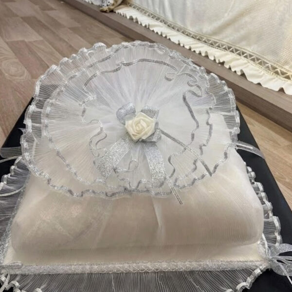 Saten Bohça Dantelli İşleme Güllü Güpürlü Özel Tasarım Bohça Süslü Söz Nişan Hurcu Çeyizlik 50x40