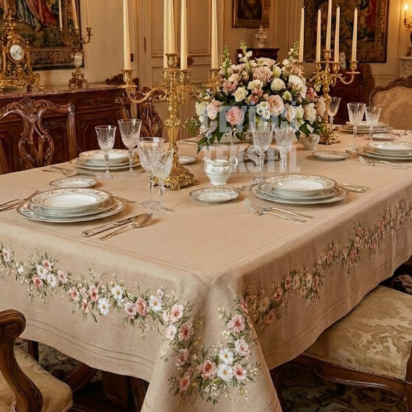 Masa Örtüsü, Dijital Baskılı Kanaviçe Tek Masa Örtüsü, Desenli Leke Tutmaz 160x220cm