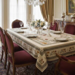 Masa Örtüsü, Dijital Baskılı Kanaviçe Tek Masa Örtüsü, Desenli Leke Tutmaz 160x220cm Masa Örtüsü