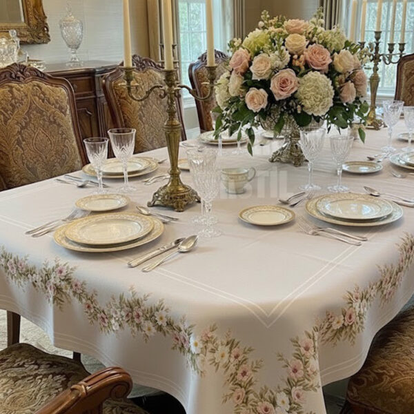 Masa Örtüsü, Dijital Baskılı Kanaviçe Tek Masa Örtüsü, Desenli Leke Tutmaz 160x220cm