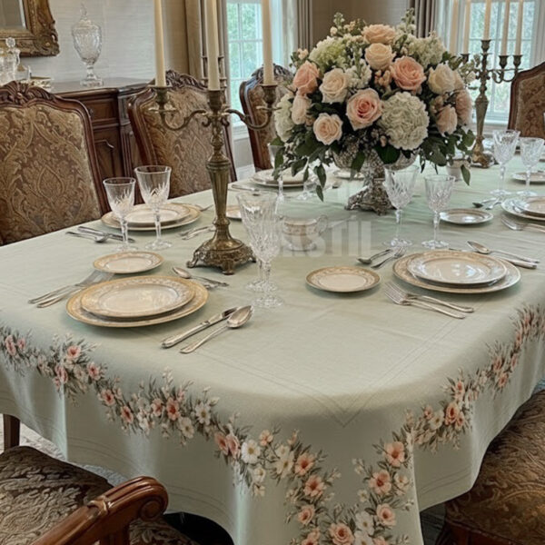 Masa Örtüsü, Dijital Baskılı Kanaviçe Tek Masa Örtüsü, Desenli Leke Tutmaz 160x220cm