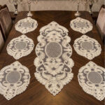 Amerikan Servis, 1 Runner 6 Supla Krem Yemek Servis Takımı, Masa Örtüsü Seti, Servis Sunum Seti