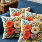 4lü Kırlent Kılıfı, Dijital Baskılı Çift Taraflı Kırlent Kılıfı 45x45cm