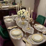 Amerikan Servis, 1 Runner 6 Supla Krem Yemek Servis Takımı, Masa Örtüsü Seti, Servis Sunum Seti