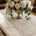 Fransız Dantel Detaylı Tek Runner, Masa Üzerine Runner, Masa Örtüsü Runneri