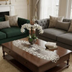 Fransız Dantel Detaylı Tek Runner, Masa Üzerine Runner, Masa Örtüsü Runneri