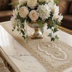 Fransız Dantel Detaylı Tek Runner, Masa Üzerine Runner, Masa Örtüsü Runneri