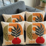 4lü Kırlent Kılıfı, Dijital Baskılı Çift Taraflı Kırlent Kılıfı 45x45cm