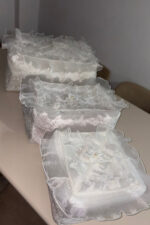 Pliseli Kadife 3lü Hurç, Kadife Söz Nişan Hurcu Çeyizlik 3'lü Set Çeyizlik Hurç Seti Krem - Görsel 2