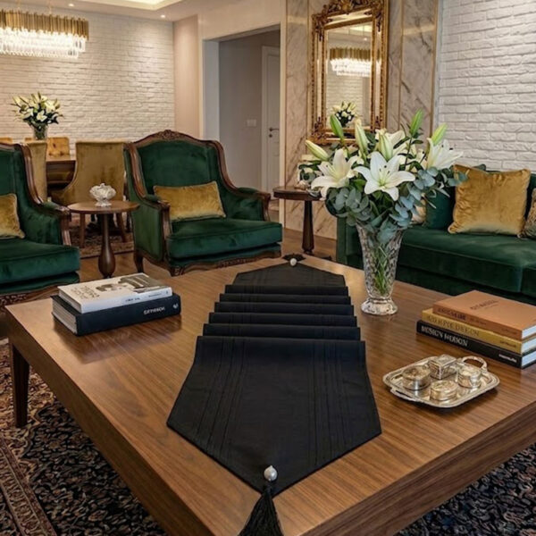 Çizgili Tek Runner, Colber Tek Runner 40x140cm Siyah
