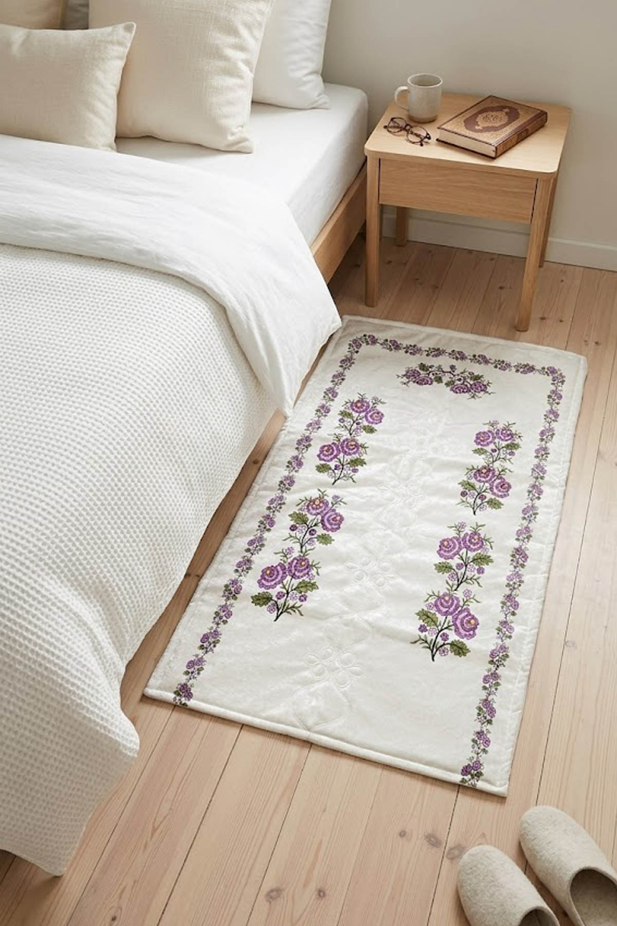 lila.jpg Kanaviçe Dijital Baskılı Kadife Tek Seccade 70x110cm - Görsel 1