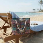Büyük Boy Plaj Çantası 40x30 cm – Fermuarlı Günlük Omuz, Alışveriş ve Tatil Çantası