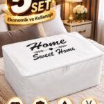 5li Fermuarlı Çeyizlik Hurç, Orta Boy 53x30x26cm - Saklama Hurcu, Düzenleme Hurcu 5 Adet