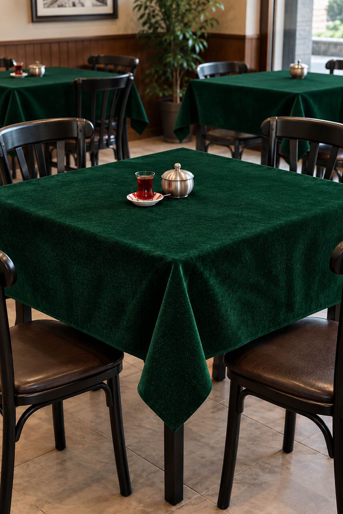1_org_zoom-19.jpg Kahve Cafe Yeşil Kıraathane Masa Örtüsü 140x140cm Düz Kadife - Görsel 1